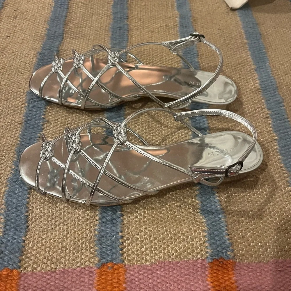 Doen Shiny Silver Strappy Sandals Worn Twice - Picture 1 of 4